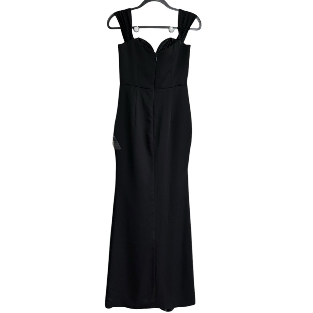 Bariano Edie Gown Size Medium Black Ruffle Front Off The Shoulders $298 NWT - Picture 6 of 8